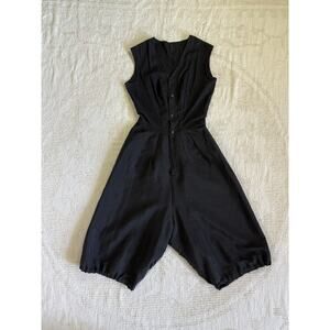 Antique Edwardian 1910s Gym Suit Play Suit Black Cotton and Wool Jumpsuit AS IS